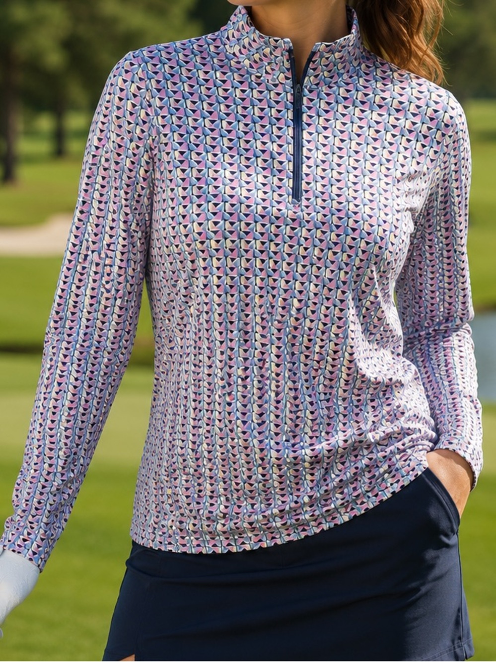 Callaway Opti-Dri Geometric Print Quarter Zip Athletic Top Women’s Medium